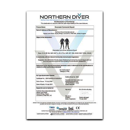 Divemaster Commercial Declaration of Conformity
